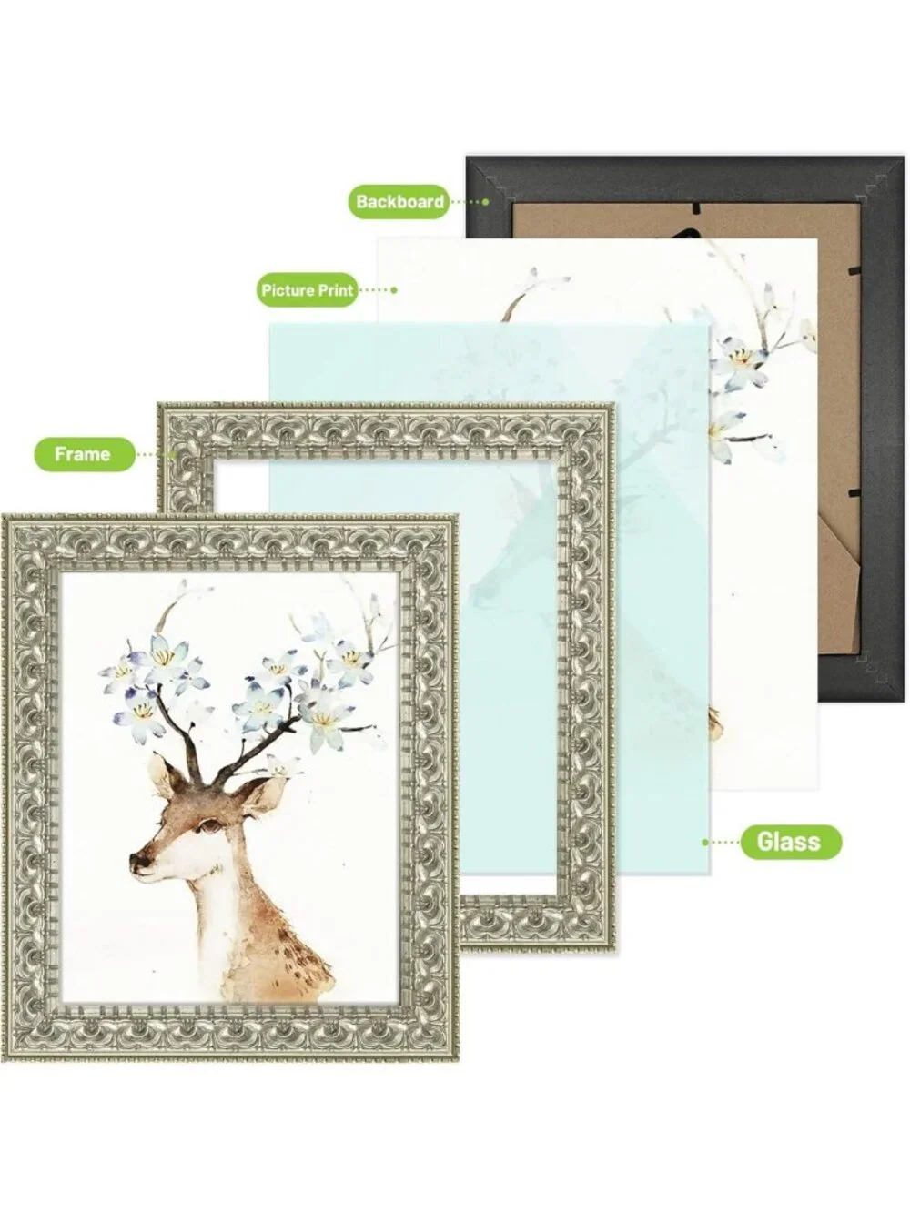 Elegant Silver Beige 8x10 Photo Frame with Real Glass | Wall Hanging & Tabletop